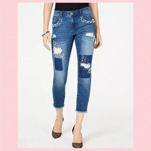 💖INC Pearl Embellished Skinny Ankle Jeans